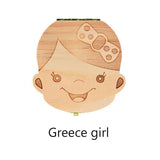 English Spanish Russia Text Baby Boy Girl Fallen Tooth Box Storage Natural Wood Case Save Milk Teeth Collection Organizer Holder